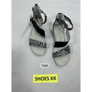 Womans New Jambu Capri Snake Print Strappy Wedge Sandals 7.5 M Black Gray